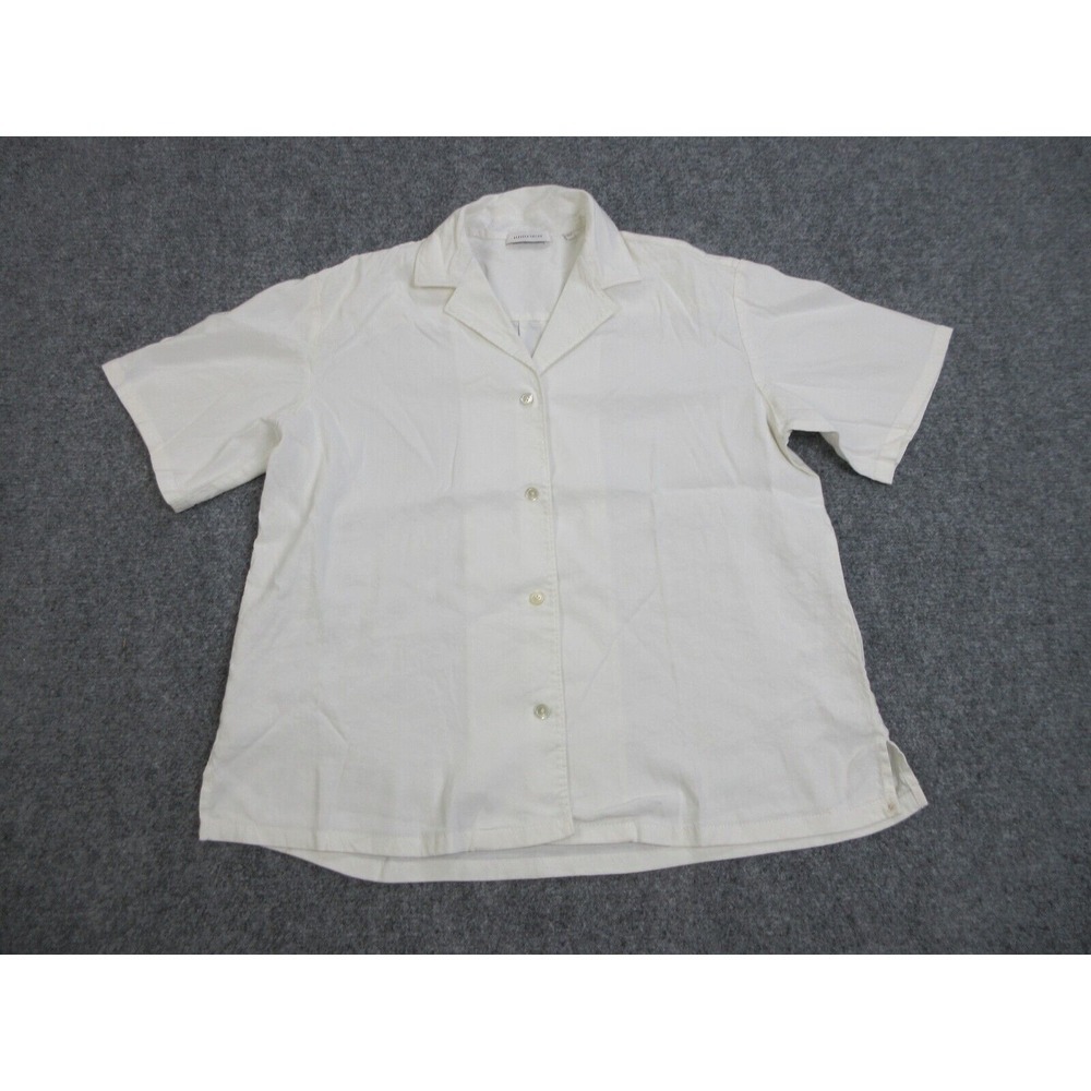 Rebecca Taylor Shirt Womens Small‎ White Button Up Linen Casual Cabana Ladies